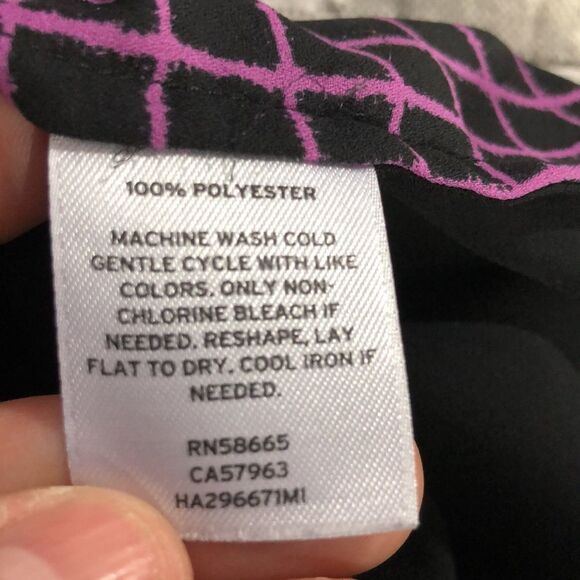 Halogen Short Sleeve Black and Pink Blouse Check Pattern - Picture 15 of 15